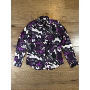 GUESS Los Angeles Womens Purple Abstract Graphic Button Up Shirt W24H88W37U0 S